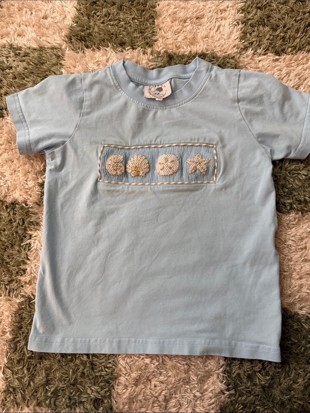 Light Blue Kids Tee with Shell Appliqué